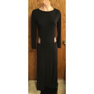 Venus Long Sleeve Maxi Dress With Gold Lace Cutout